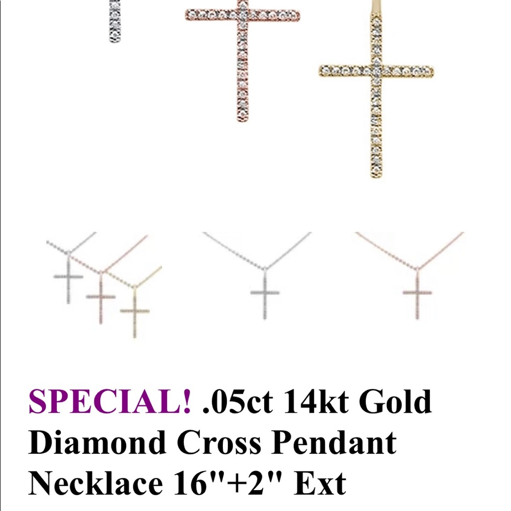 14k solid white gold SI Diamond CROSS NECKLACE NOT PLATED NOT CZ FREE APPRAISAL - Picture 7 of 8